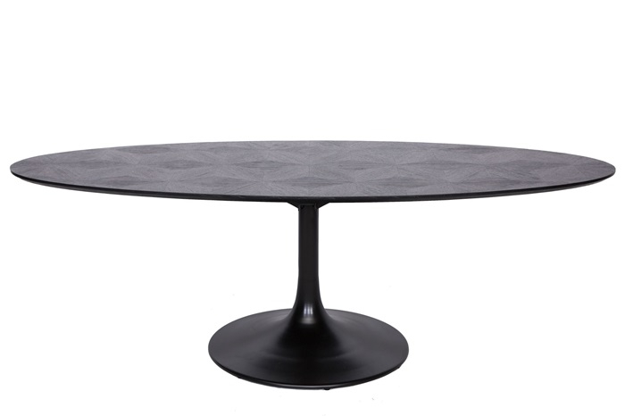 Masa dining neagra ovala lux Dora, 130/160 cm, din furnir stejar si metal, 7550 - Richmond Interiors [3]
