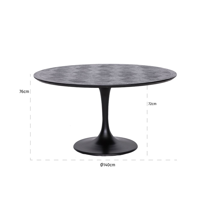 Masa dining neagra rotunda lux Dora, Ø 140 cm, din furnir stejar si metal, 7547 - Richmond Interiors [3]