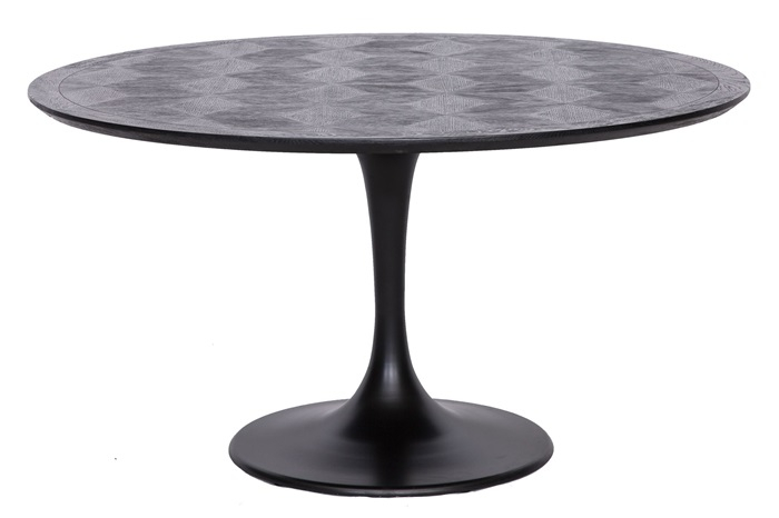 Masa dining neagra rotunda lux Dora, Ø 140 cm, din furnir stejar si metal, 7547 - Richmond Interiors [2]