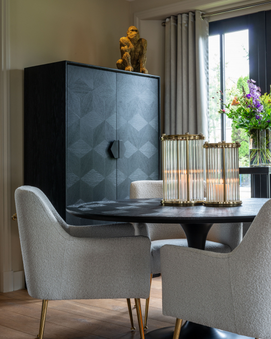 Masa dining neagra rotunda lux Dora, Ø 140 cm, din furnir stejar si metal, 7547 - Richmond Interiors [6]