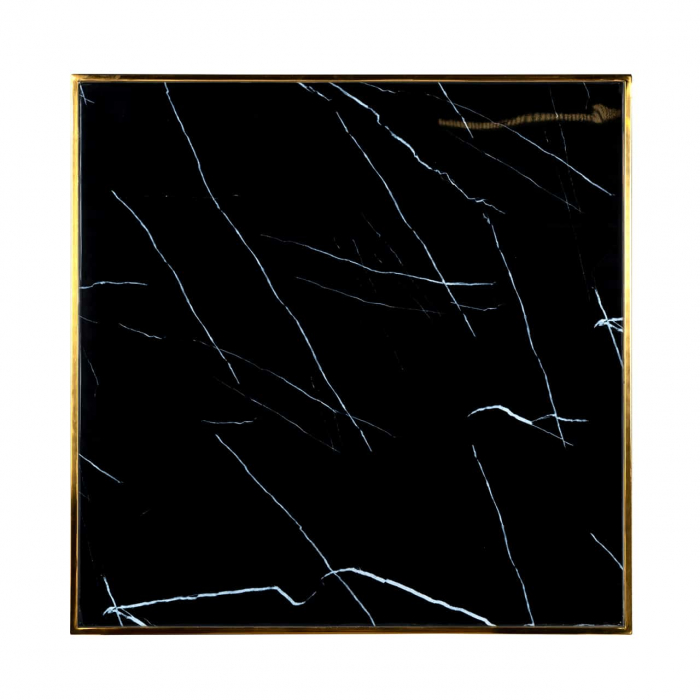 Masa dining patrata negru-auriu premium Rina, 70x70 cm, blat sticla, baza din otel inoxidabil, metal, 7222 - Richmond Interiors [3]