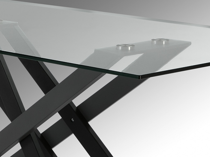 Masa dining premium Dona, 180x90 cm, baza metal, blat de sticla, 758022 - Schuller [2]