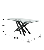 Masa dining premium Dona, 180x90 cm, baza metal, blat de sticla, 758022 - Schuller [6]