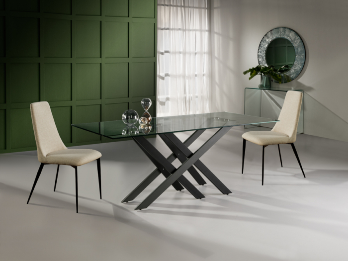 Masa dining premium Dona, 180x90 cm, baza metal, blat de sticla, 758022 - Schuller [5]