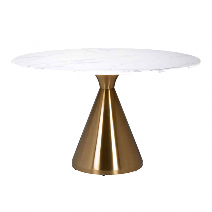Masa dining rotunda lux Tami, Ø 130 cm, blat marmura artificiala si baza otel inoxidabil, 9917 - Richmond Interiors [3]