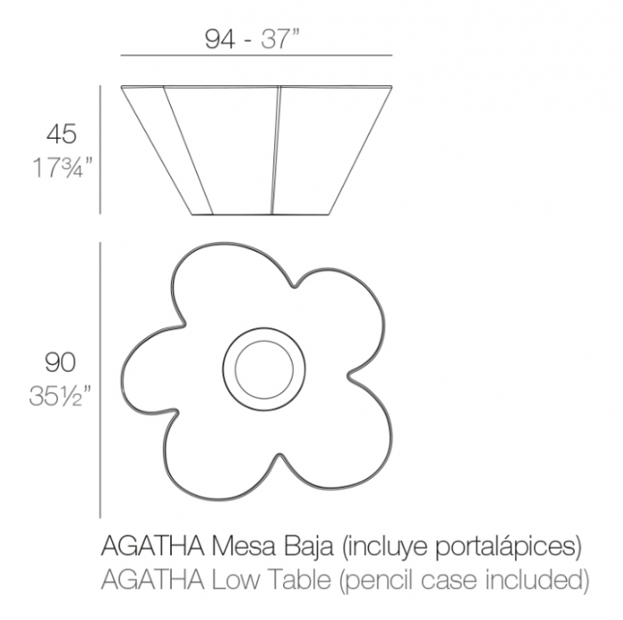 Masa exterior copii Agatha 94x90x45 cm, aspect floare, rasina de polietilena, diverse finisaje, 52002FP - Vondom [7]