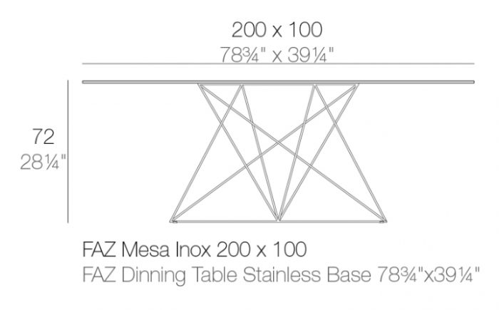 Masa exterior Faz 200x100x72 cm, baza metal model modern geometric, 54053 - Vondom [13]