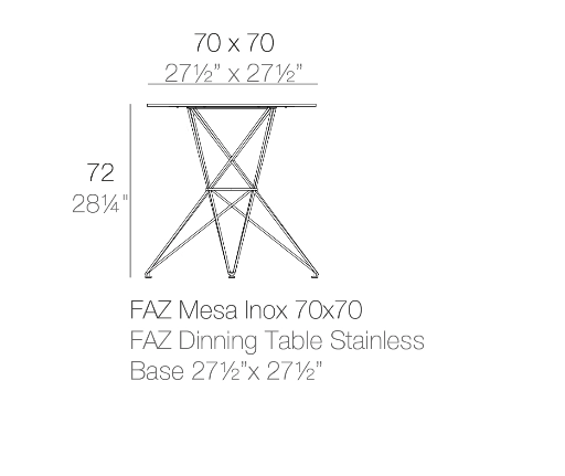 Masa exterior Faz 70x70x72 cm, model modern geometric, baza metal, 54058CB - Vondom [2]