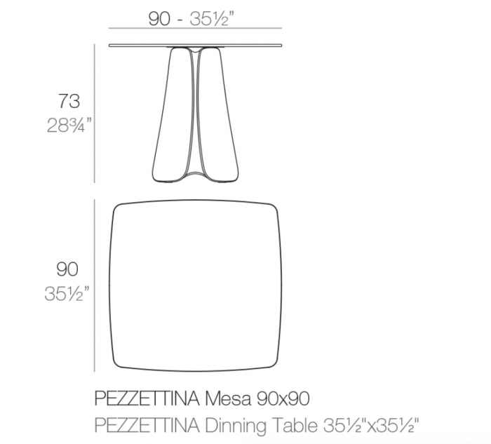 Masa exterior iluminare LED Pezzetina 90x90x73 cm polipropilena, design modern, 56014 - Vondom [4]