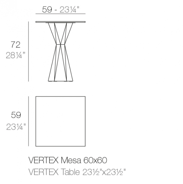 Masa exterior iluminare LED Vertex 59x59x72 cm picior polipropilena, blat HPL, 51010C - Vondom [2]