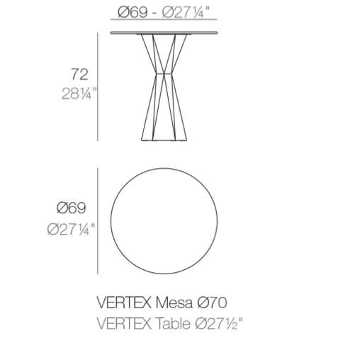 Masa exterior iluminare LED Vertex Ø69x72 cm picior polipropilena, blat HPL, 51009 - Vondom [8]
