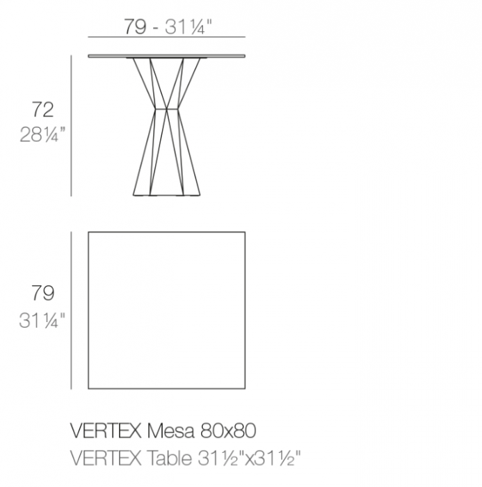 Masa exterior iluminare LED Vertex 79x79x72 cm picior polipropilena, blat HPL, 51019C - Vondom [2]
