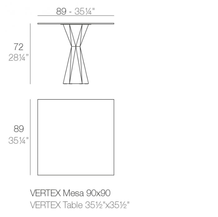 Masa exterior iluminare LED Vertex 89x89x72 cm picior polipropilena, blat HPL, 51018C - Vondom [2]