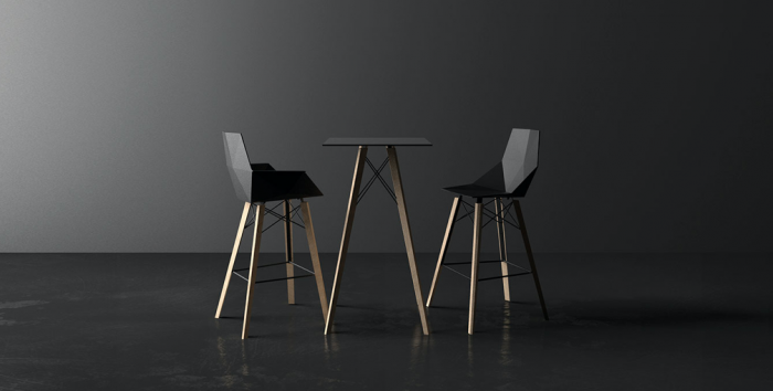 Masa exterior inalta Faz 60x60x105 cm, blat HPL/DEKTON®, picioare lemn, 54317 BE W - Vondom [5]