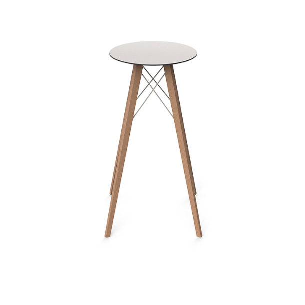 Masa exterior inalta rotunda Faz Ø50x105 cm, blat HPL/DEKTON®, picioare lemn, 54316M KELYA - Vondom [3]