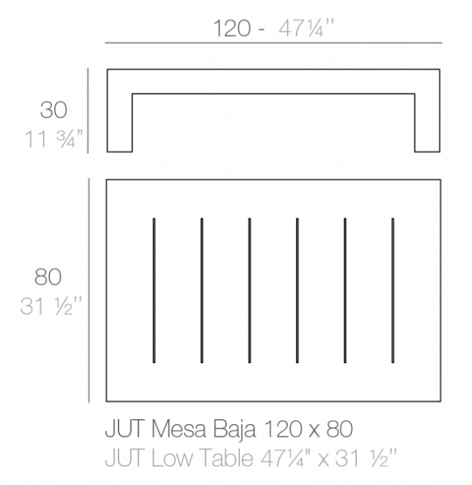 Masa exterior Jut 120x80x30 cm, polipropilena, design minimalist, 44403 - Vondom [31]