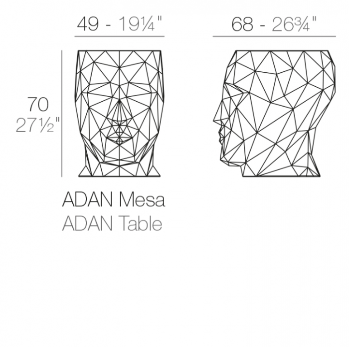 Masa exterior LED Adan 49x68x70 cm, forma sculptura fata geometrica, 49062 - Vondom [32]