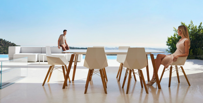 Masa exterior patrata Faz 90x90x74 cm, blat HPL/DEKTON®, picioare lemn, 54305M ENTZO - Vondom [6]