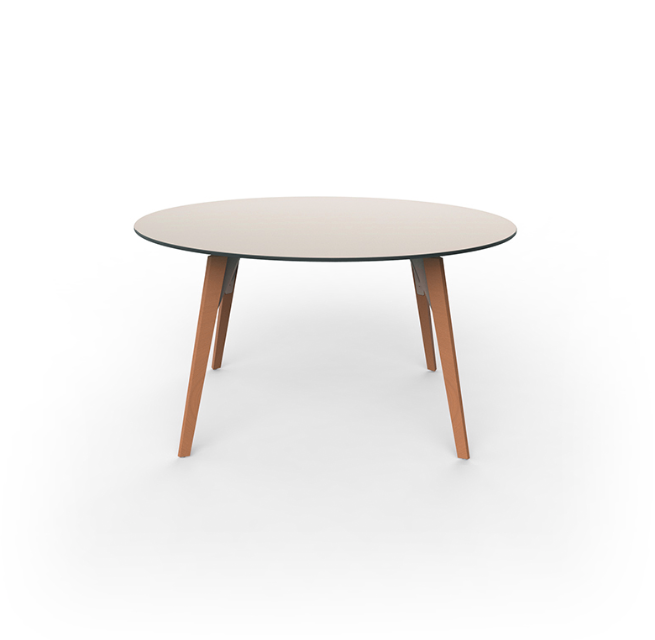 Masa exterior rotunda Faz Ø140x74 cm, blat HPL/DEKTON®, picioare lemn, 54324 BE W - Vondom [3]