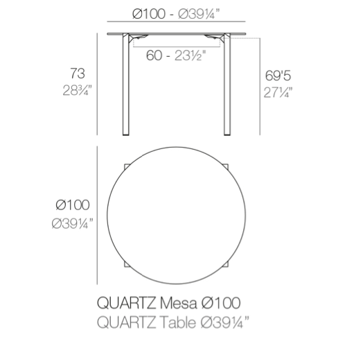 Masa exterior rotunda Quartz Ø 100 cm HPL alb/negru/ecru, 54202 BE W - Vondom [3]