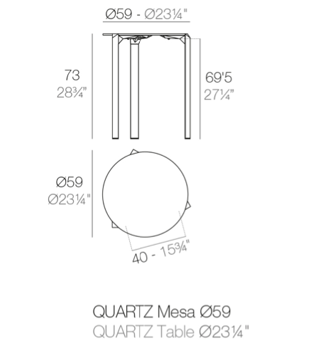 Masa exterior rotunda Quartz Ø 59 cm HPL alb/negru/ecru, 54198 BE W - Vondom [3]