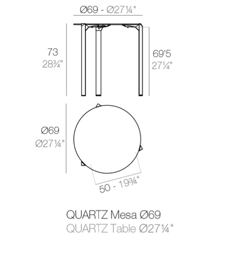 Masa exterior rotunda Quartz Ø 69 cm HPL alb/negru/ecru, 54199 BE W - Vondom [3]