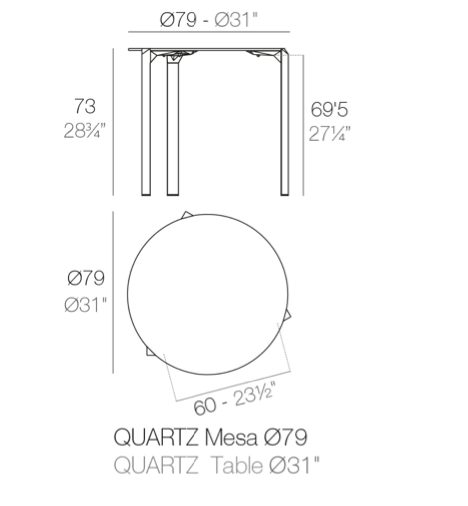 Masa exterior rotunda Quartz Ø 79 cm HPL alb/negru/ecru, 54200 BE B - Vondom [2]