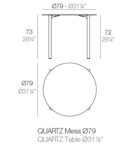 Masa exterior rotunda Quartz Ø 79 cm HPL alb/negru/ecru, 54218 BE E - Vondom [3]