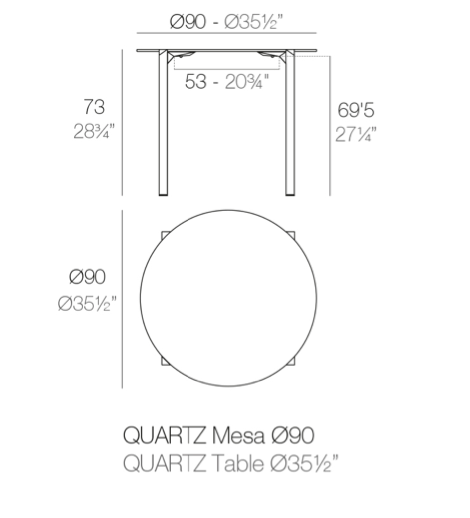 Masa exterior rotunda Quartz Ø 90 cm HPL alb/negru/ecru, 54201 BE W - Vondom [3]