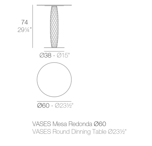 Masa exterior rotunda Vases Ø60x74 cm, baza metalica, picior central polietilena, blat HPL, 47073 - Vondom [2]