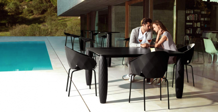 Masa exterior patrata Vases 100x100x73 cm, picioare polietilena, blat HPL, 47080 - Vondom [2]