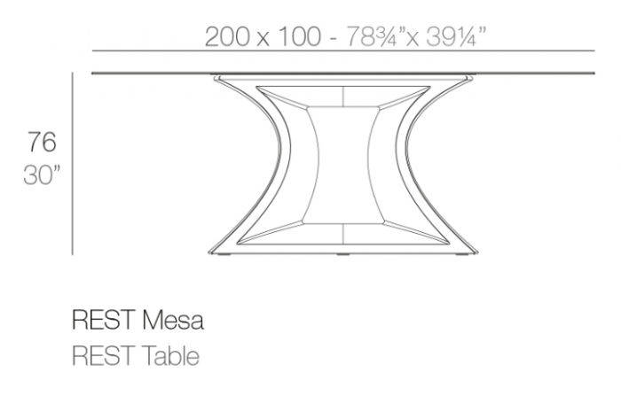 Masa iluminare LED Rest 200x100x72 cm, baza polipropilena, blat HPL, 53010 - Vondom [7]