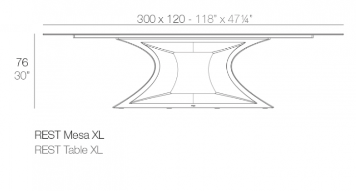 Masa iluminare LED Rest 300x120x72 cm, baza polipropilena, blat HPL, 53011 - Vondom [5]