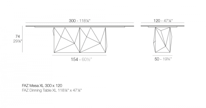 Masa iluminare LED RGBW Faz 300x120x72 cm cu control smart, design modern geometric, 54017F - Vondom [2]