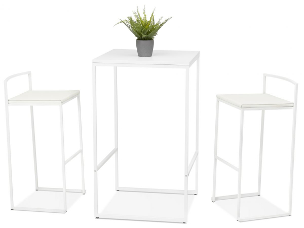 Masa inalta bar alba Arun 60x60x106 cm, design industrial, BT00430WHWH - Kokoon [6]