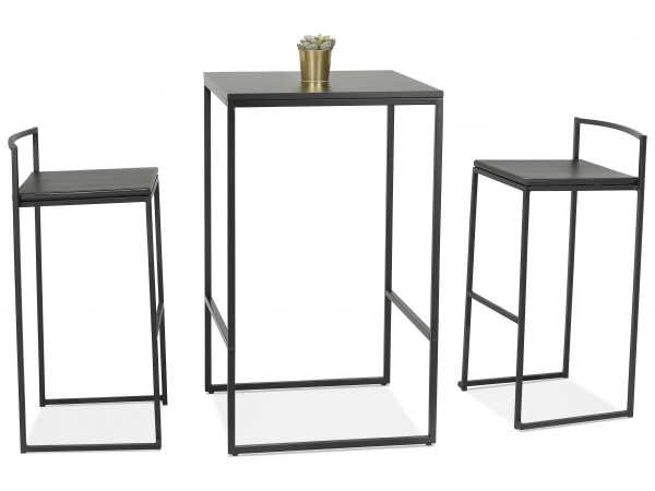 Masa inalta bar neagra Arun 60x60x106 cm, design industrial, BT00460BLBL - Kokoon [5]