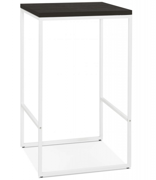 Masa inalta bar patrata Arun 60x60x106 cm, design industrial, lemn masiv termorezistent , picioare otel albe, BT00400WEWH - Kokoon [2]
