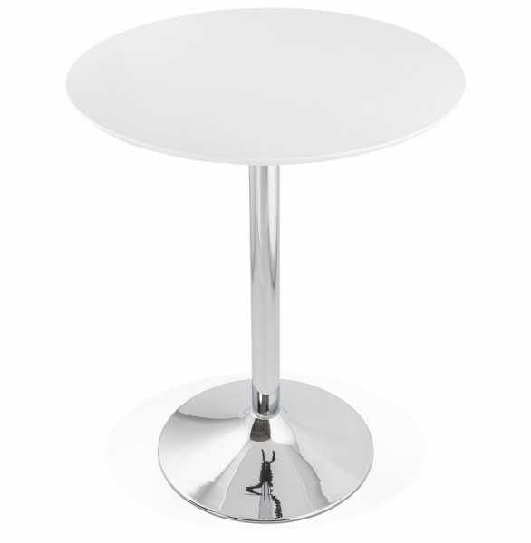 Masa inalta bar rotunda alba Otso 90 cm MDF alb, picior central otel crom, BT00190WH - Kokoon [2]