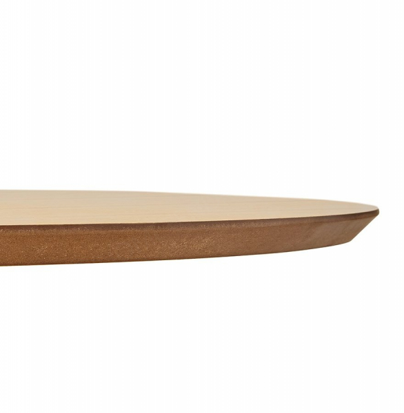 Masa inalta bar MDF lemn natur Otso 90 cm rotunda, picior central otel crom, design modern, BT00220NA - Kokoon [3]