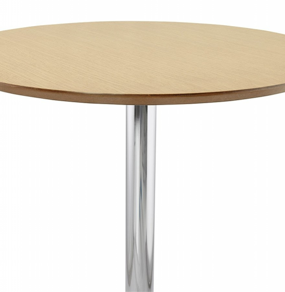 Masa inalta bar MDF lemn natur Otso 90 cm rotunda, picior central otel crom, design modern, BT00220NA - Kokoon [2]