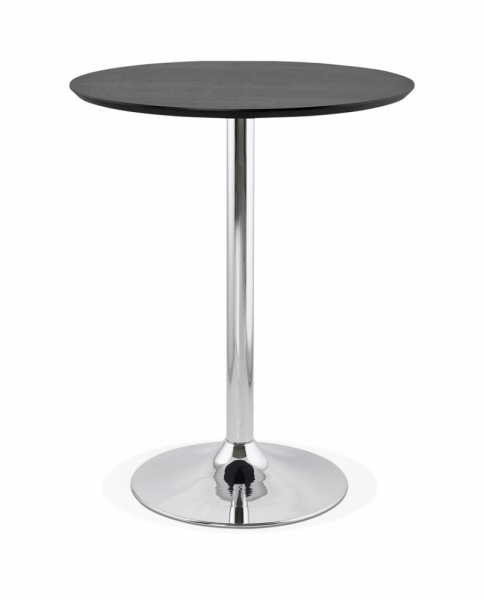 Masa inalta bar rotunda Otso 90 cm MDF negru, picior central otel crom, BT00210BL - Kokoon [4]