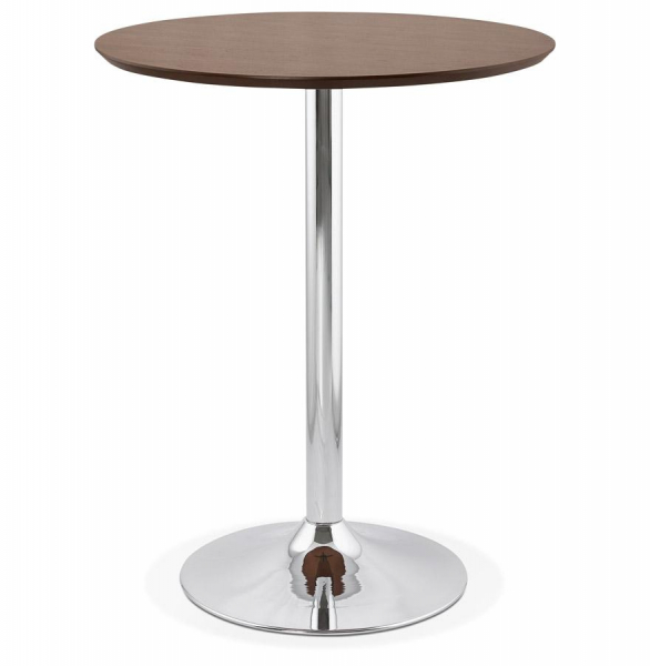 Masa inalta bar MDF nuc Otso 90 cm rotunda, picior central otel crom, BT00200WA - Kokoon [5]