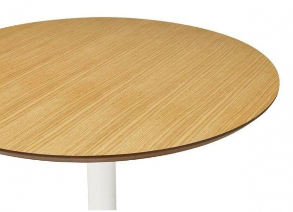 Masa inalta bar Seppo 90 cm rotunda, MDF lemn natur, picior central alb otel, BT00130NA - Kokoon [4]