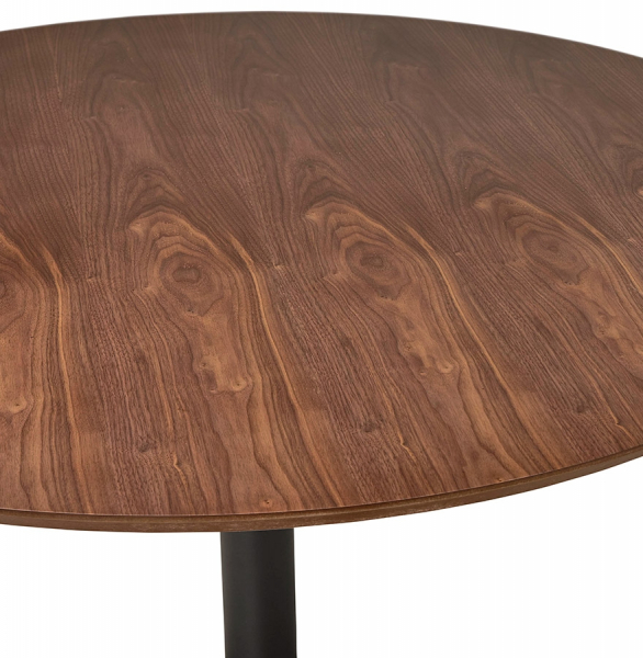 Masa inalta bar rotunda Walter 90 cm MDF nuc, picior central negru otel, design modern elegant, BT00150WA - Kokoon [2]