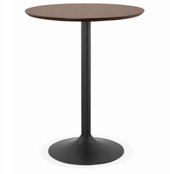 Masa inalta bar rotunda Walter 90 cm MDF nuc, picior central negru otel, design modern elegant, BT00150WA - Kokoon [5]