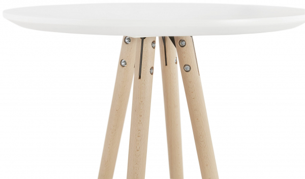 Masa inalta rotunda bar Amos 60x60x110 cm, MDF alb, design scandinav, picioare lemn natur, BT00320WHNA - Kokoon [6]