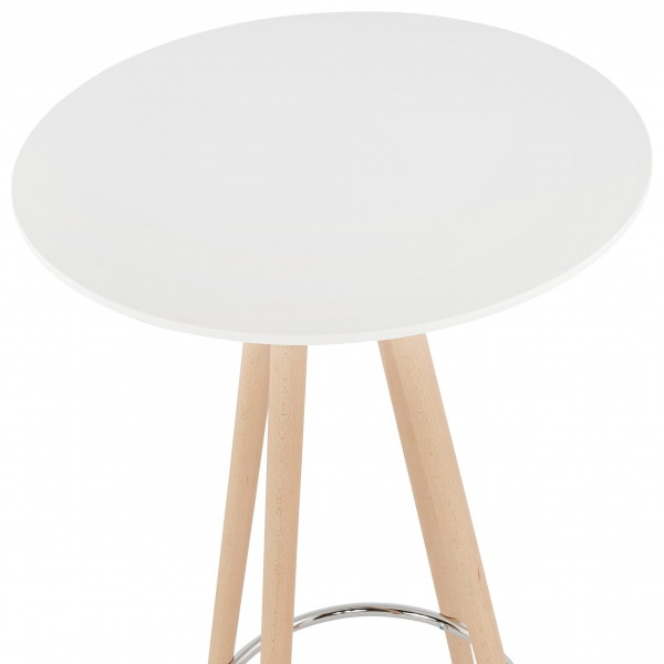 Masa inalta rotunda bar Amos 60x60x110 cm, MDF alb, design scandinav, picioare lemn natur, BT00320WHNA - Kokoon [4]