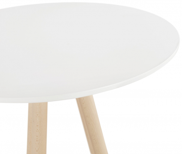 Masa inalta rotunda bar Amos 60x60x110 cm, MDF alb, design scandinav, picioare lemn natur, BT00320WHNA - Kokoon [7]