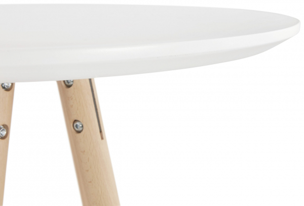 Masa inalta rotunda bar Amos 60x60x110 cm, MDF alb, design scandinav, picioare lemn natur, BT00320WHNA - Kokoon [5]