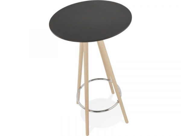 Masa inalta rotunda bar Amos 60x60x110 cm, MDF negru, design scandinav, picioare lemn natur, BT00350BLNA - Kokoon [2]